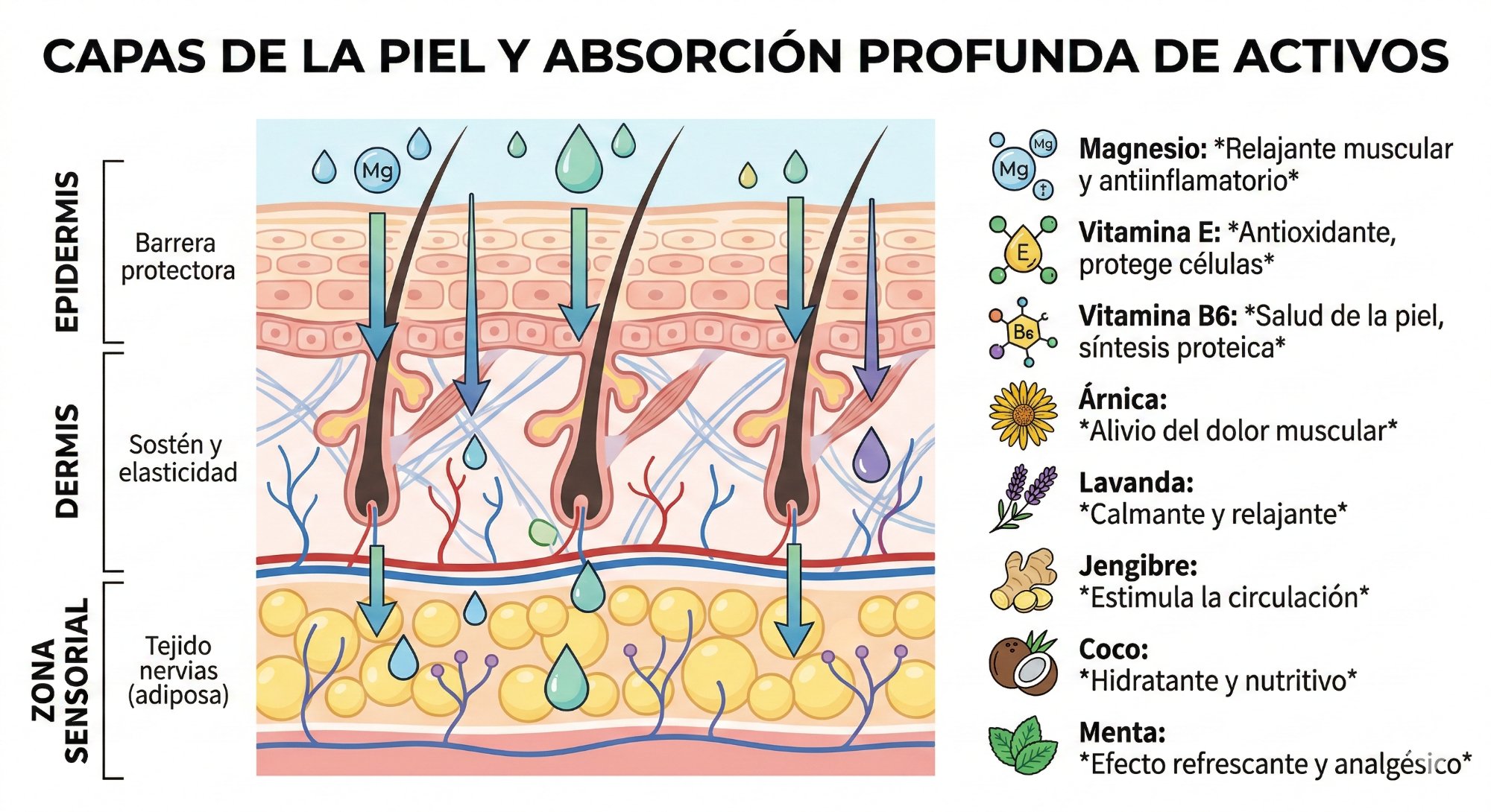 Capas de la piel y absorción profunda